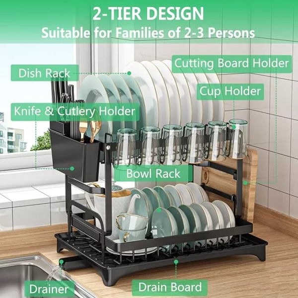 Escurridor de platos Organizador Drenaje Agua. - Imagen 2